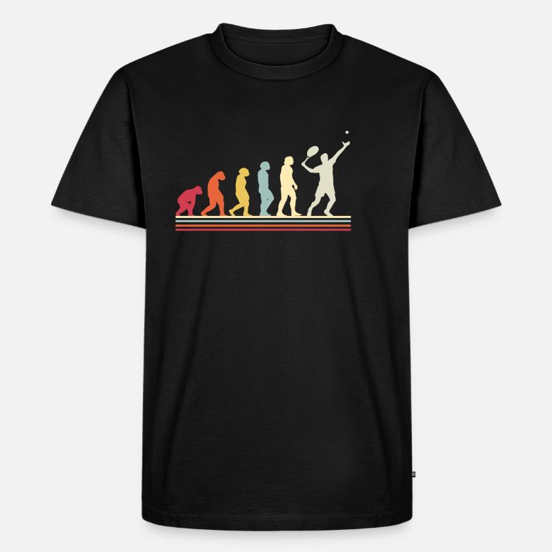 Human Evolution Tennis Player - Männer Premium Bio T-Shirt - Schwarz