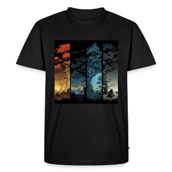 Magical Tree Landscapes in the Annual Cycle - Men's Premium Organic T-Shirt - black - Front - Nico (187cm)