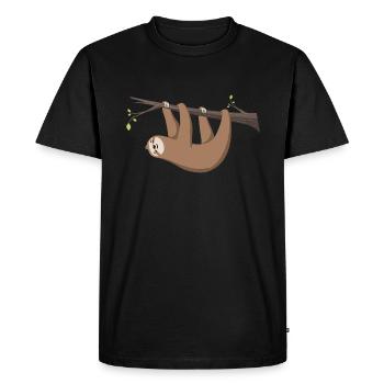 Sloth Sloth hangs on the branch - Men's Premium Organic T-Shirt - black - Front - Nico (187cm)
