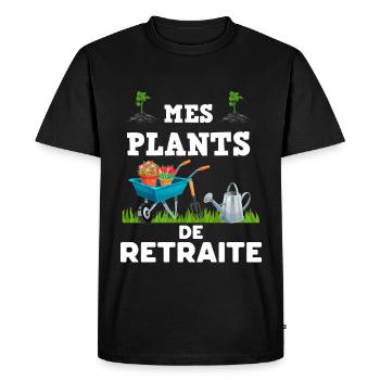 Mes plants de retraite Citation Jardinier - T-shirt Premium bio Homme - noir - Devant - Nico (187cm)