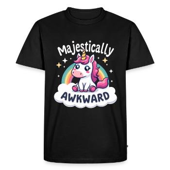 Majestueusement maladroit : Design de licorne mignon - T-shirt Premium bio Homme - noir - Devant - Nico (187cm)