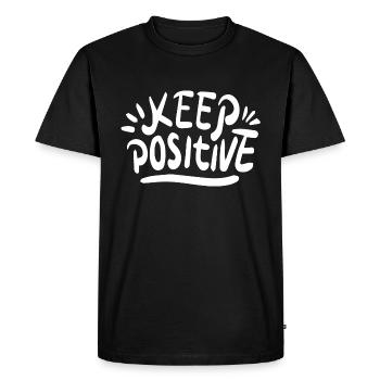 Keep Positive - Men's Premium Organic T-Shirt - black - Front - Nico (187cm)