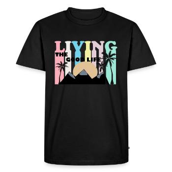 Vivre la bonne vie - T-shirt Premium bio Homme - noir - Devant - Nico (187cm)
