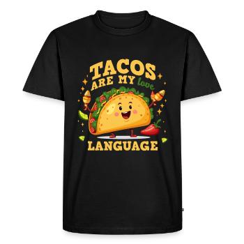 Drôle Taco Love Language Design - T-shirt Premium bio Homme - noir - Devant - Nico (187cm)