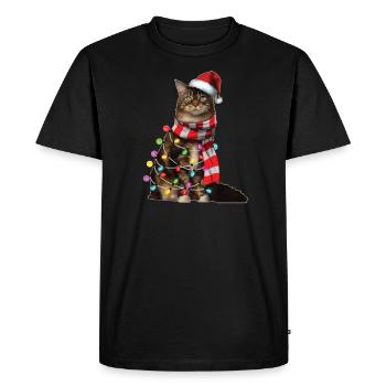 Noël chat amoureux Kitty cadeau de vacances de Noël - T-shirt Premium bio Homme - noir - Devant - Nico (187cm)