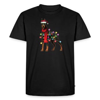 Christmas Santa Doberman Dog Xmas Holiday Gift - Men's Premium Organic T-Shirt - black - Front - Nico (187cm)