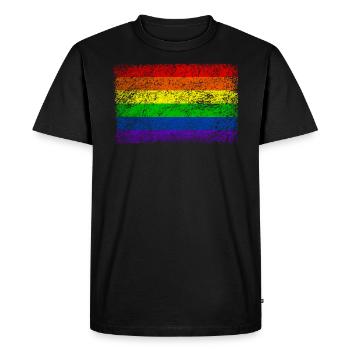 Drapeau arc-en-ciel Vintage - T-shirt Premium bio Homme - noir - Devant - Nico (187cm)