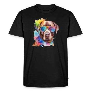 Chien brun Labrador Retriever avec lunettes de soleil - T-shirt Premium bio Homme - noir - Devant - Nico (187cm)