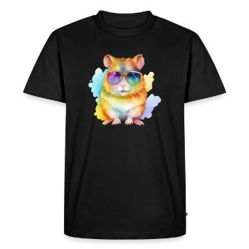 Hamster cool et coloré avec des lunettes de soleil - T-shirt Premium bio Homme - noir - Devant - Nico (187cm)