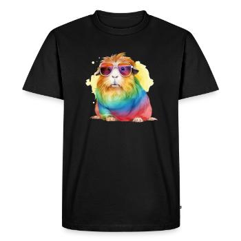 Cochon d’Inde coloré et frais avec des lunettes de soleil - T-shirt Premium bio Homme - noir - Devant - Nico (187cm)