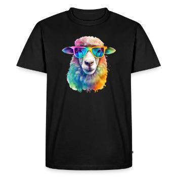 Colorful cool sheep with sunglasses - Men's Premium Organic T-Shirt - black - Front - Nico (187cm)