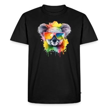 Colorful cool koala with sunglasses - Men's Premium Organic T-Shirt - black - Front - Nico (187cm)
