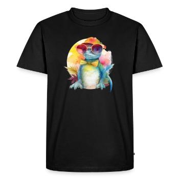 Colorful cool lizard dragon with sunglasses - Men's Premium Organic T-Shirt - black - Front - Nico (187cm)