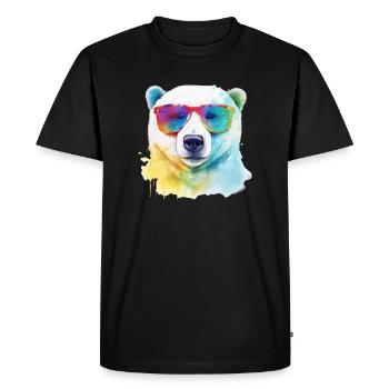 Ours polaire coloré et cool avec des lunettes de soleil - T-shirt Premium bio Homme - noir - Devant - Nico (187cm)