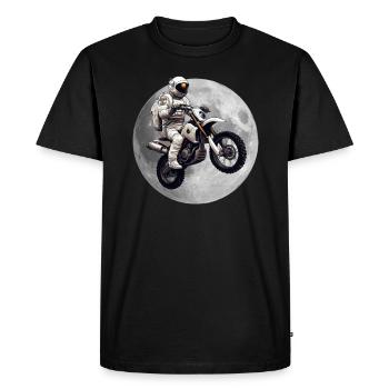 Astronaut on Motorcycle Motorcyclist Biker - Men's Premium Organic T-Shirt - black - Front - Nico (187cm)