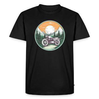 Motorbike Tour in the Green Motorcyclist Biker - Men's Premium Organic T-Shirt - black - Front - Nico (187cm)