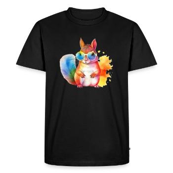 Colorful cool squirrel with sunglasses - Men's Premium Organic T-Shirt - black - Front - Nico (187cm)