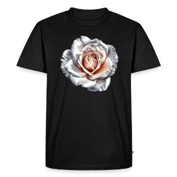 Fleurs Rose Blanc Gris Fête des mères Saint-Valentin - T-shirt Premium bio Homme - noir - Devant - Nico (187cm)