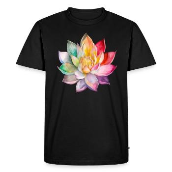 Flowers Lotus Water Lily Colorful Mother's Day Valentine's Day - Men's Premium Organic T-Shirt - black - Front - Nico (187cm)