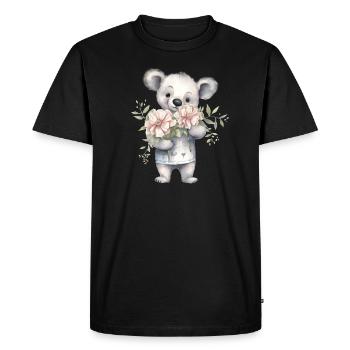 Koala mignon et mignon avec bouquet de fleurs - T-shirt Premium bio Homme - noir - Devant - Nico (187cm)