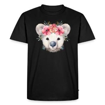 Cute & cute koala with flowers on his head - Men's Premium Organic T-Shirt - black - Front - Nico (187cm)