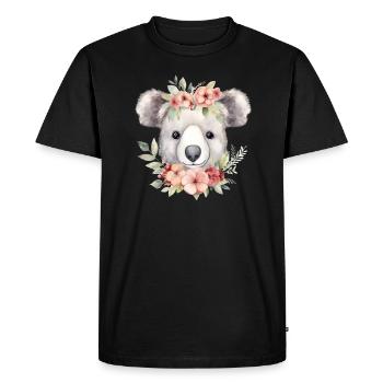 Koala mignon et mignon avec des fleurs d’amour - T-shirt Premium bio Homme - noir - Devant - Nico (187cm)