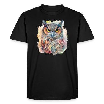 Magic Owl Aquarelle Coloré Animal Bird Forest - T-shirt Premium bio Homme - noir - Devant - Nico (187cm)