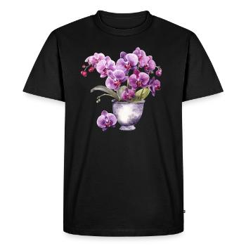 Plantes Fleurs Fleurs Orchidée Rose Rose Mariage - T-shirt Premium bio Homme - noir - Devant - Nico (187cm)