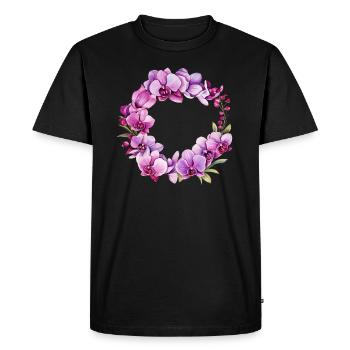 Couronne de Fleurs Orchidée Rose Rose Mariage - T-shirt Premium bio Homme - noir - Devant - Nico (187cm)
