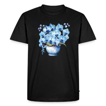 Plantes Fleurs Bleues Fleurs Orchidées Mariage - T-shirt Premium bio Homme - noir - Devant - Nico (187cm)