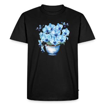 Fleurs Plantes Fleurs Bleues Orchidée Mariage - T-shirt Premium bio Homme - noir - Devant - Nico (187cm)