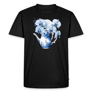 Plantes fleurs bleues fleurs pot d’orchidées - T-shirt Premium bio Homme - noir - Devant - Nico (187cm)
