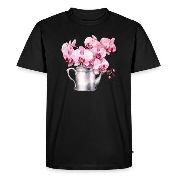 Plantes Fleurs Fleurs Orchidée Rose Rose Mariage - T-shirt Premium bio Homme - noir - Devant - Nico (187cm)