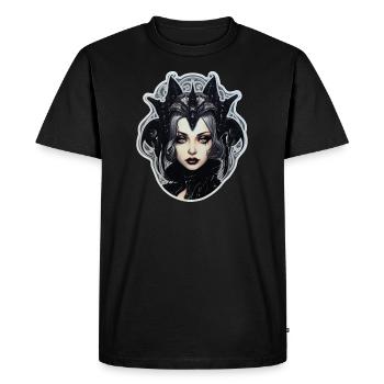 Goth Fille Gothique Femme Mystique Sorcière Noire - T-shirt Premium bio Homme - noir - Devant - Nico (187cm)