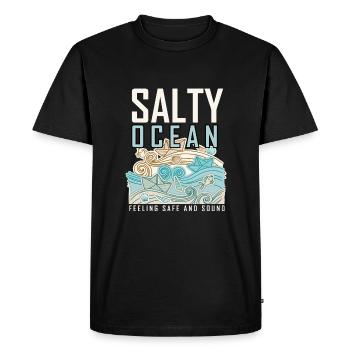 Vagues de la mer - T-shirt Premium bio Homme - noir - Devant - Nico (187cm)