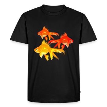 Bassin de poisson rouge coloré - T-shirt Premium bio Homme - noir - Devant - Nico (187cm)