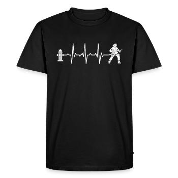 Pompier pompier battement de cœur - T-shirt Premium bio Homme - noir - Devant - Nico (187cm)