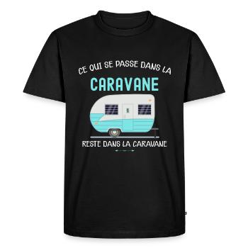 Camping citation caravane - T-shirt Premium bio Homme - noir - Devant - Nico (187cm)