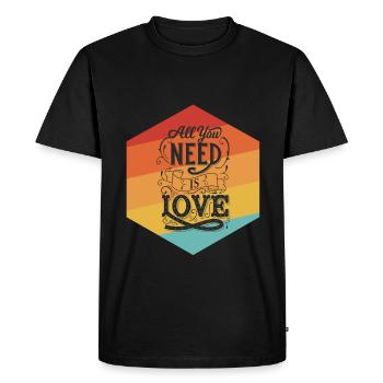 Tout ce dont vous avez besoin, c’est d’amour - T-shirt Premium bio Homme - noir - Devant - Nico (187cm)
