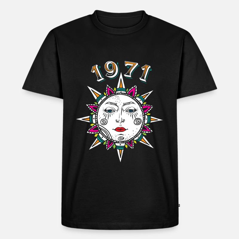 1971 Sonnengesicht - Männer Premium Bio T-Shirt - Schwarz