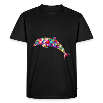 Mosaïque de dauphins colorée - T-shirt Premium bio Homme - noir - Devant - Nico (187cm)