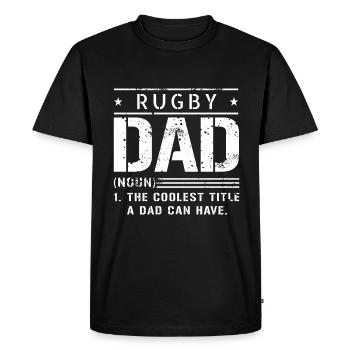 Coolest Papa Rugby Rugby Player - Men's Premium Organic T-Shirt - black - Front - Nico (187cm)