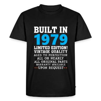Built in 1979 - Men's Premium Organic T-Shirt - black - Front - Nico (187cm)