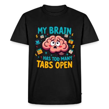 Thème amusant « Mon cerveau a trop d’onglets ouverts » - T-shirt Premium bio Homme - noir - Devant - Nico (187cm)