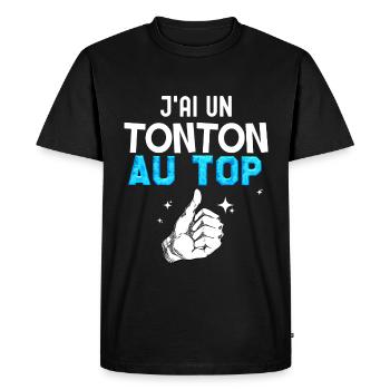 J'ai Un Tonton Au Top Idée Cadeau Homme - T-shirt Premium bio Homme - noir - Devant - Nico (187cm)