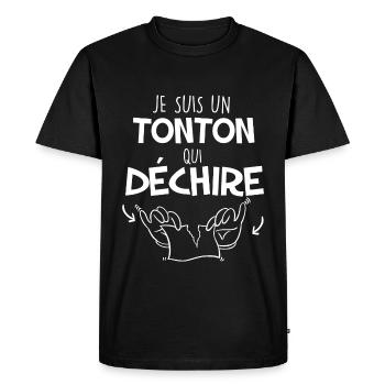 Tonton qui Déchire jeux De Mot Dessin Drôle - T-shirt Premium bio Homme - noir - Devant - Nico (187cm)