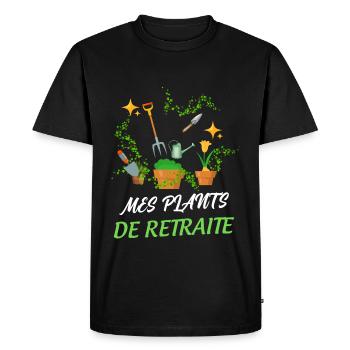 Mes plants de retraite Citation Départ - T-shirt Premium bio Homme - noir - Devant - Nico (187cm)