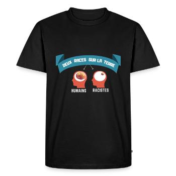 Anti racisme 1 - T-shirt Premium bio Homme - noir - Devant - Nico (187cm)