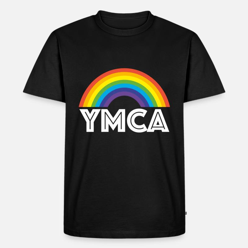 YMCA ymca Gay Schwul Regenbogen CSD - Männer Premium Bio T-Shirt - Schwarz