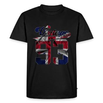 33E ANNIVERSAIRE MILLÉSIME BRITANNIQUE 1993 - T-shirt Premium bio Homme - noir - Devant - Nico (187cm)